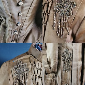 Stylish Victorian Antique 1880s Beaded Bustle Day dress image 3