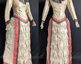 希少なビクトリア朝アンティークファッション 1880年代初頭の
