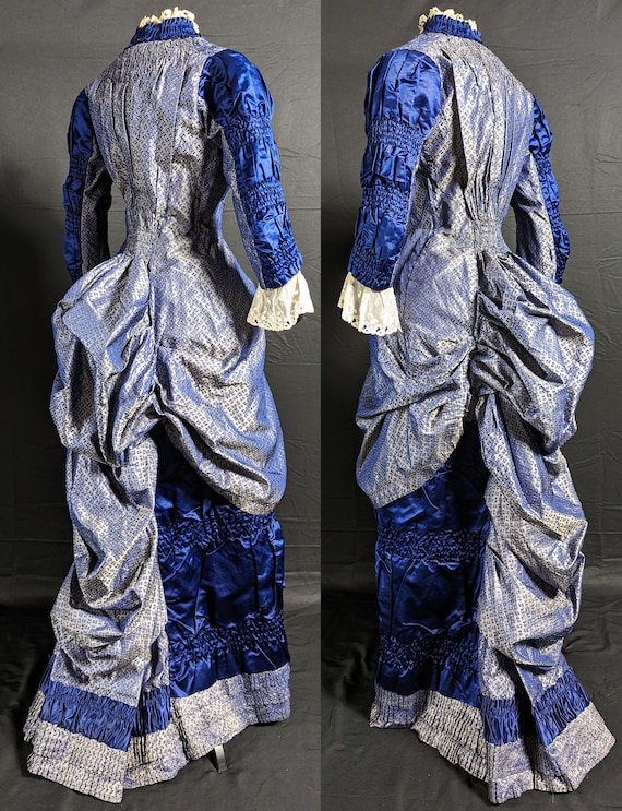 Magnifico vestido victoriano antiguo de finales de 1870 y principios de 1880 con forma natural de polonesa Etsy Mexico