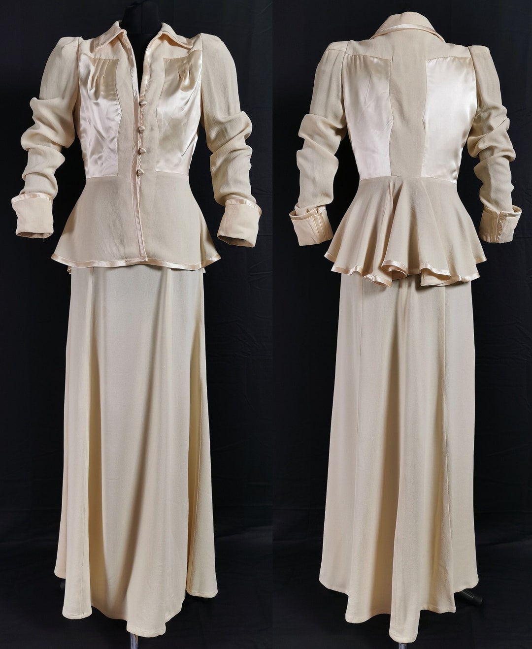 Stylish Vintage 1970s Ossie Clark Moss Crepe Satin Maxi Dress