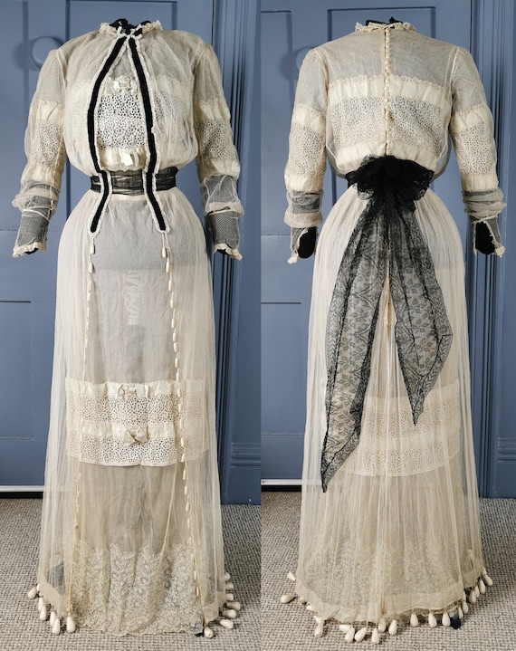 Exquisite Late Edwardian / c. 1910 Lace Summer Dr… - image 1