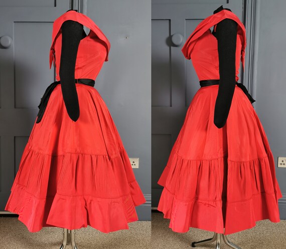 Vibrant Vintage 1950s Red Cupcake Party Dress - S… - image 5