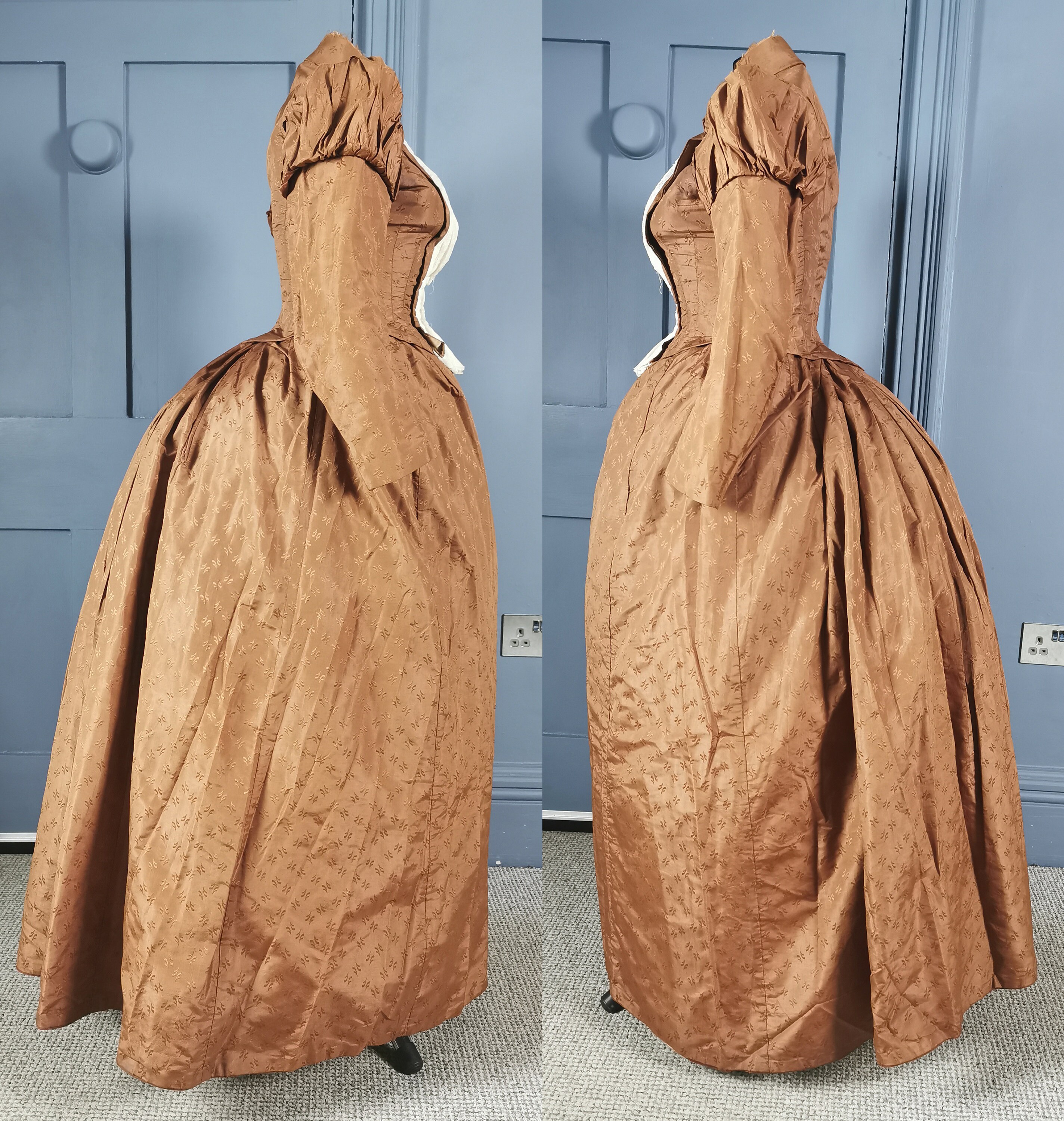 Smart Late 1880s Puff Shoulder Silk Bustle Day Dress - Victorian ...
