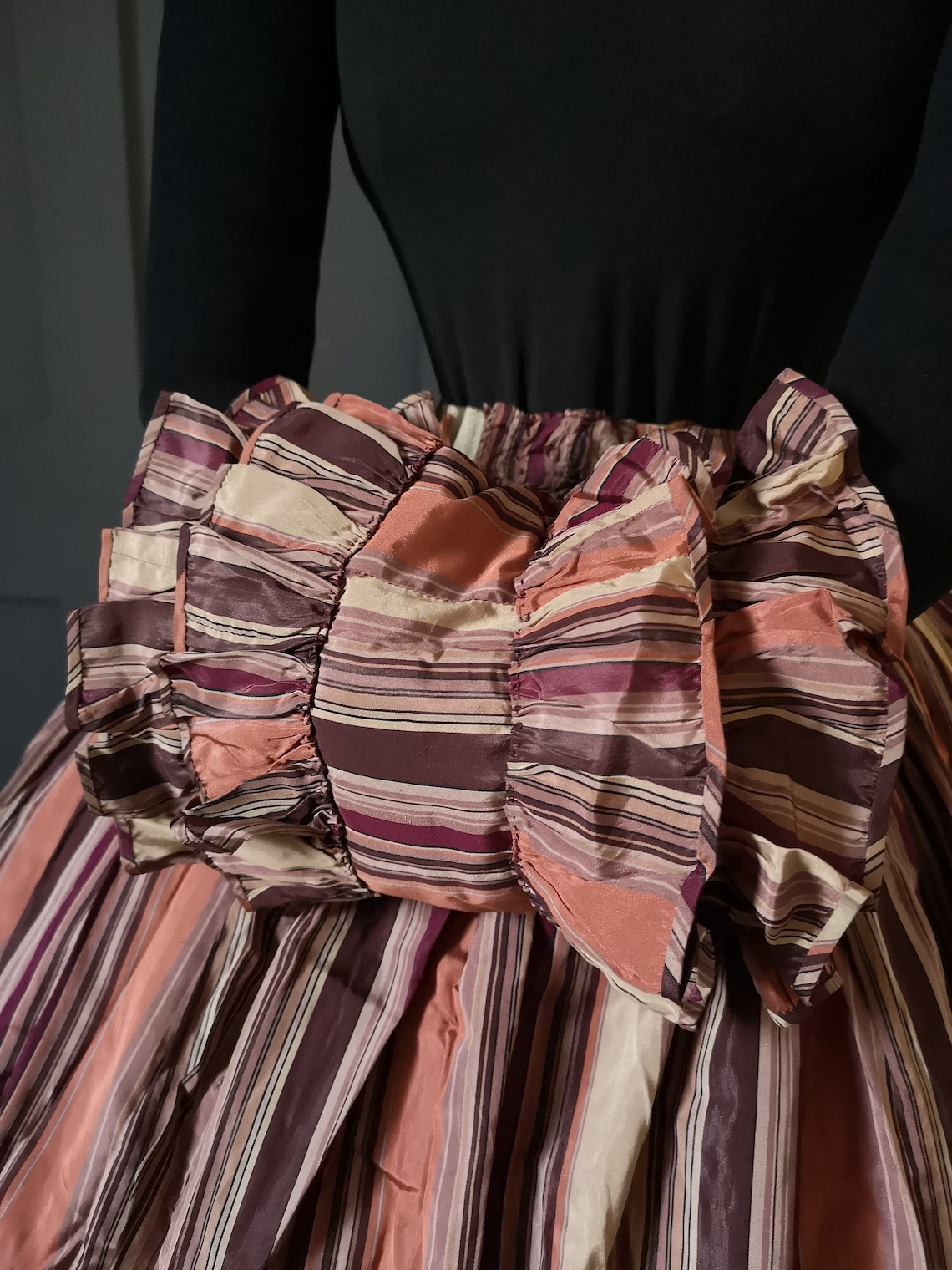 Stunning 1860s / Civil War Era Striped Silk Crinoline Skirt image 5