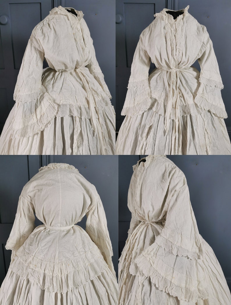 Victorian Antique 1850s Crinoline Morning Robe / Wrapper image 3