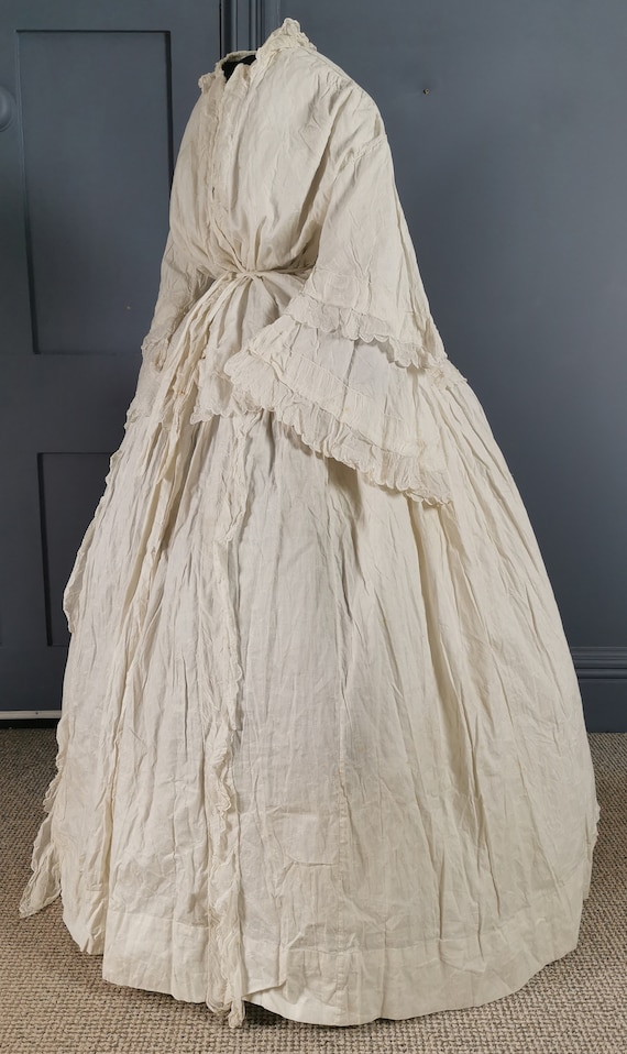 Victorian Antique 1850s Crinoline Morning Robe Wrapper Etsy