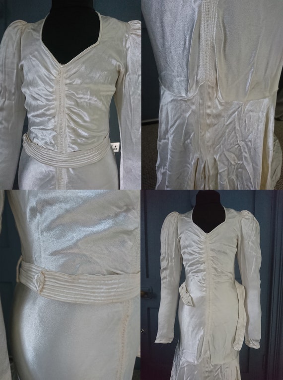 Rare Diminutive 1930s Art Deco Wedding Dress - Tr… - image 8