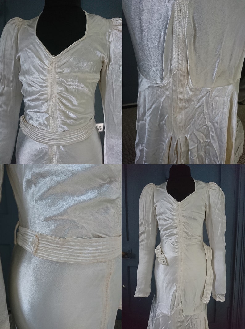 Rare Diminutive 1930s Art Deco Wedding Dress True Vintage Fashion image 8