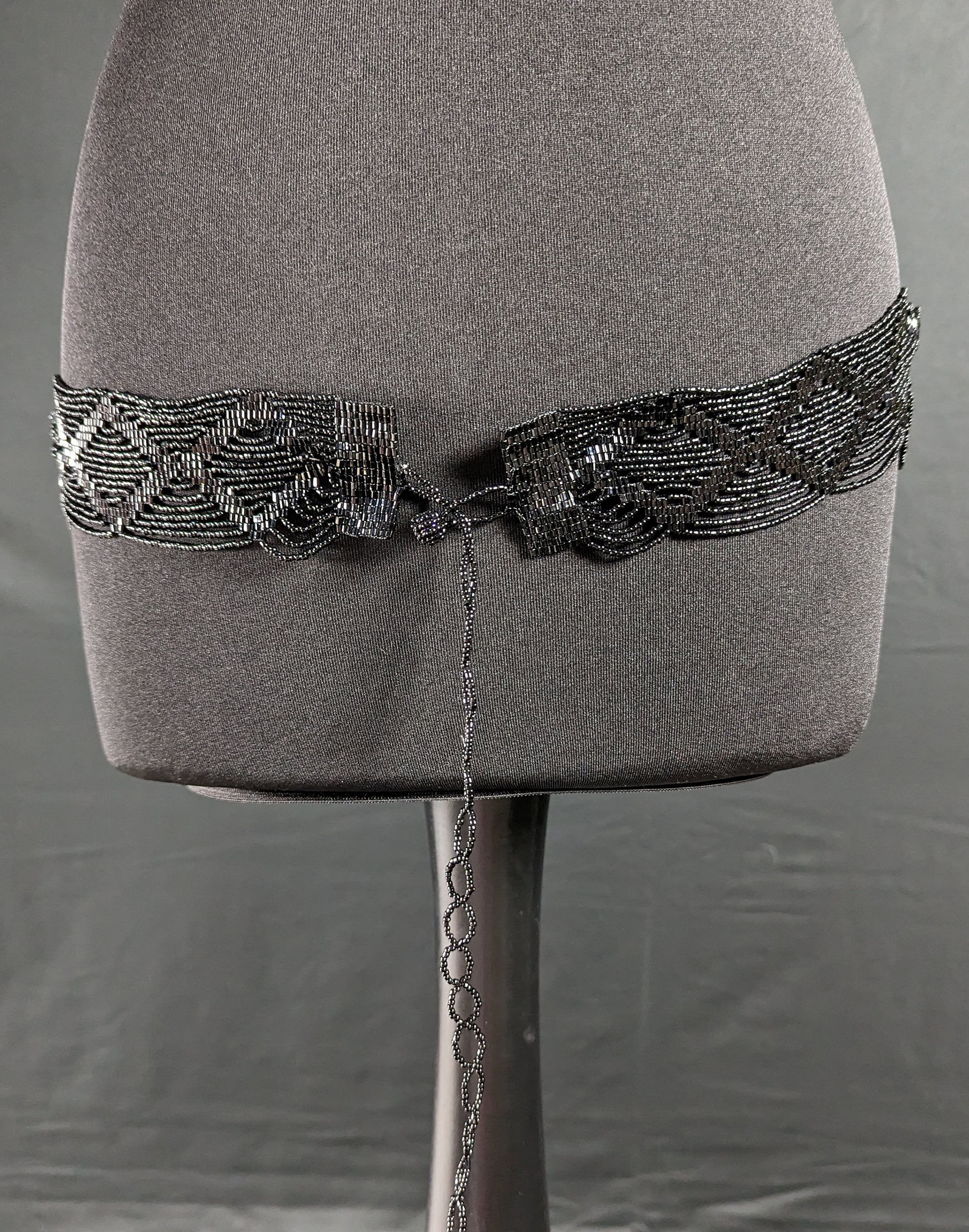 Gorgeous Antique Art Deco Flapper Handmade Beaded Belt-Vintage 1920\'s AS-IS RARE Vintage 1920s 1930s Flapper Deco Pattern Beaded Tie  main image 2