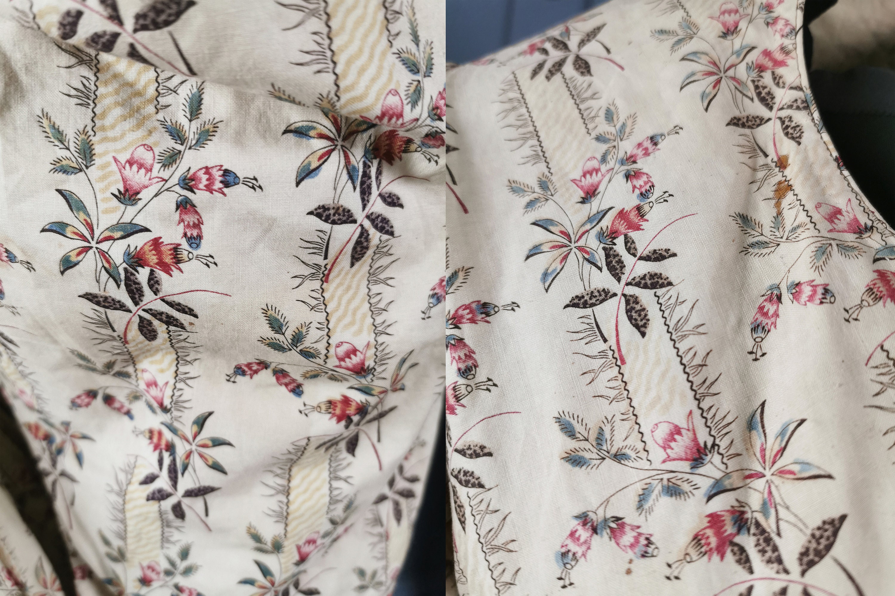RARE 1830s Floral Print Dress With Huge ' Imbecile ' | Etsy UK