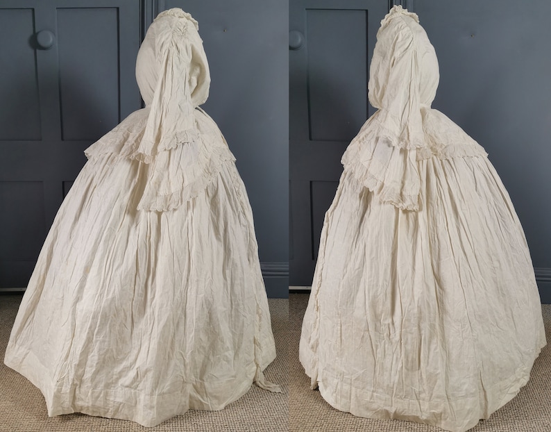Victorian Antique 1850s Crinoline Morning Robe / Wrapper image 4