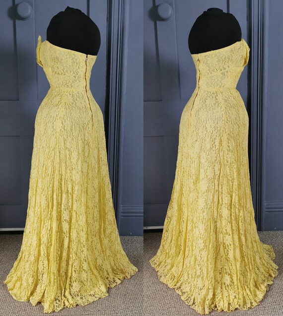 Vibrant Vintage 1930s / 1940s Yellow Lace Evening… - image 7