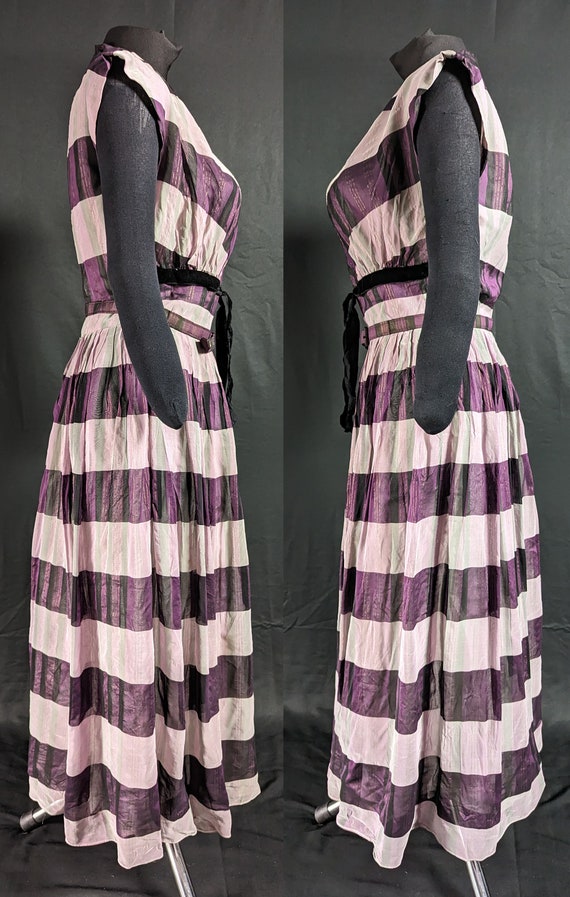 Stylish Vintage 1950s Striped / Checked Party Dre… - image 6