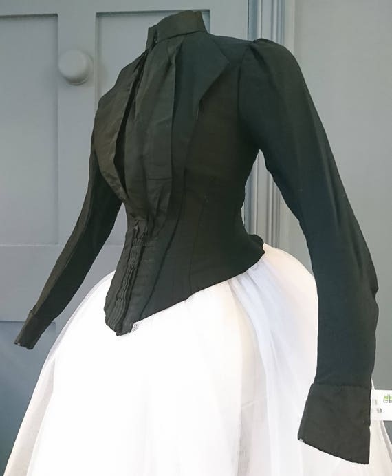 Smart 1880s Mourning Bustle Day Bodice - Victorian