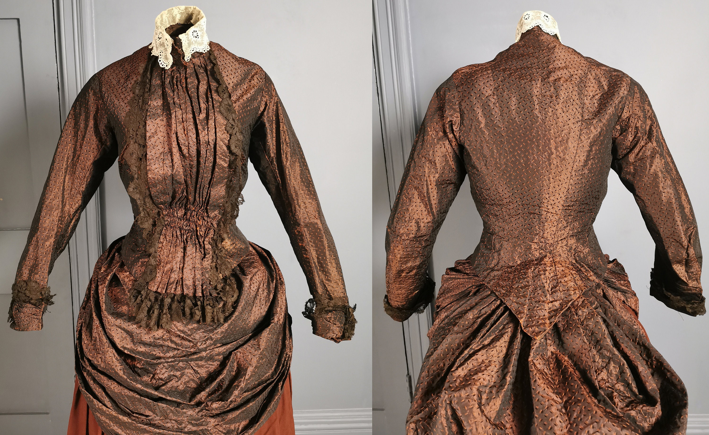 Victorian Antique Mid 1880s Silk & Wool Bustle Day Dress - Etsy UK