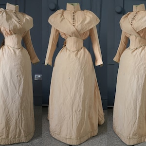Exquisite 1890s Orange Silk Visiting Dress - Victorian Antique Fashion