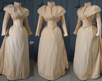 1890s 年代頃 ヴィクトリアン フランス アンティークドレス シルク