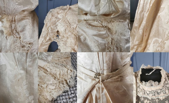 Exquisite Edwardian / Early 1900s Silk Damask Wed… - image 10