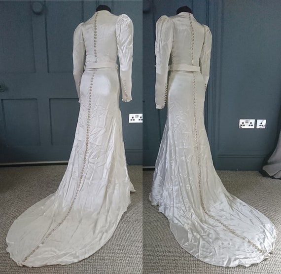 Rare Diminutive 1930s Art Deco Wedding Dress - Tr… - image 5