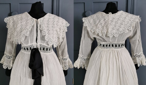 SGHANTIQUECLOTHING Exquisite Antique 19th Early 20th Century 1910s Victorian Edwardian Peignoir Dressing Gown Morning Robe