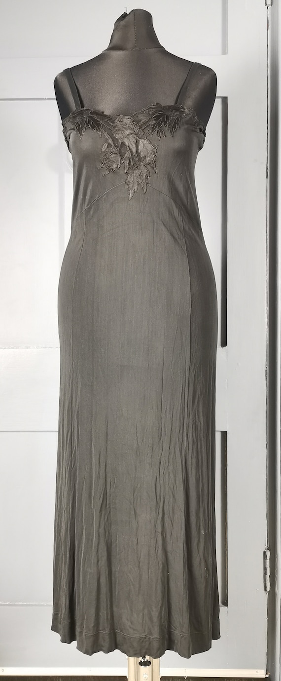 Sleek Vintage 1930s / 1940s Black Silk Negligee /