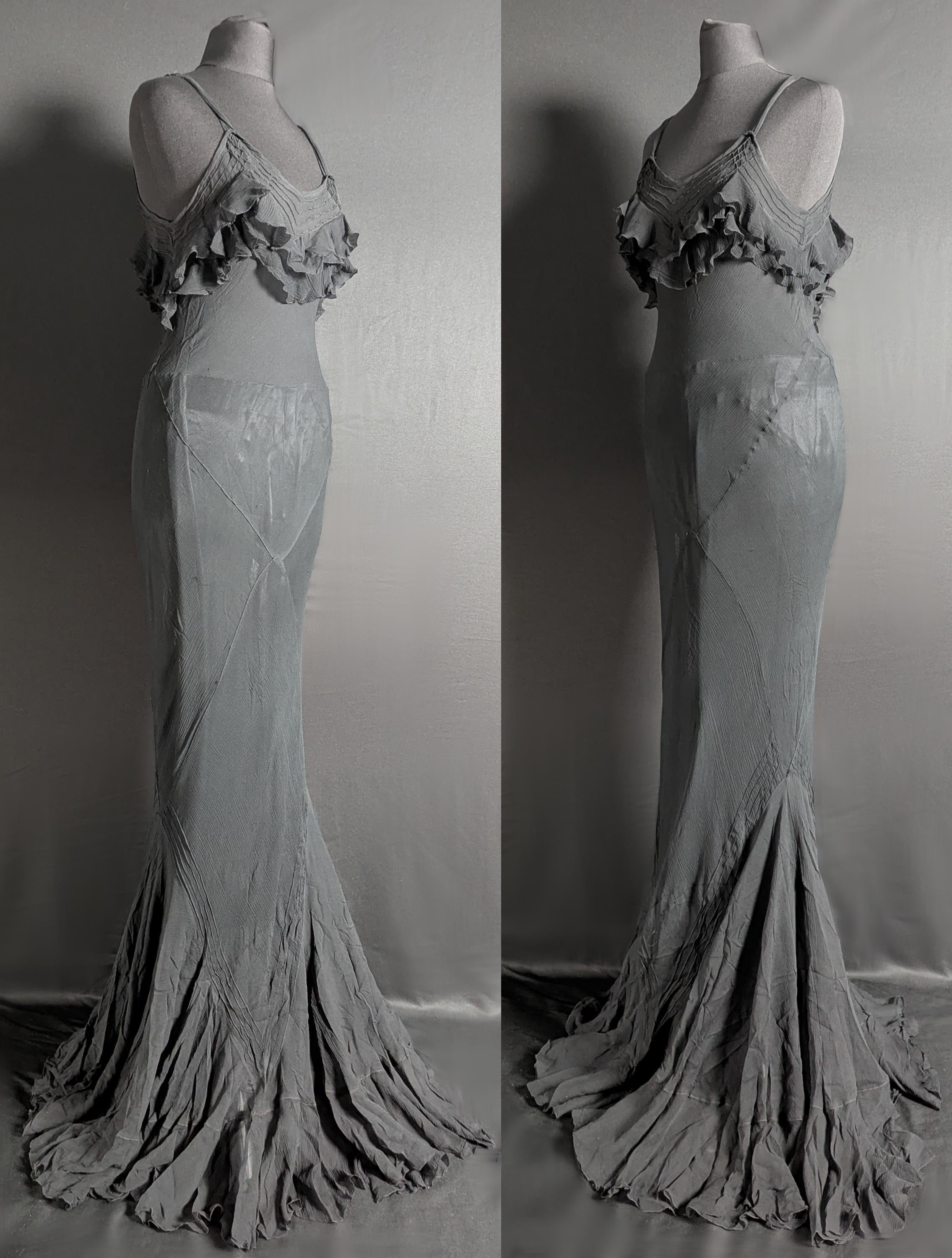 Stunning Vintage Fashion 1930s Black Sheer Silk Art Deco Evening Dress ...