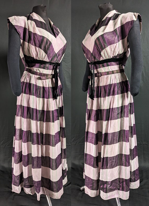 Stylish Vintage 1950s Striped / Checked Party Dre… - image 5