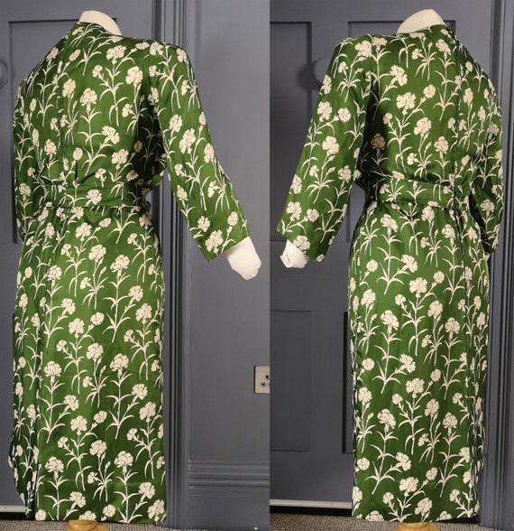 Green Graphic Print Vintage 1940s / 1950s Pure Si… - image 7