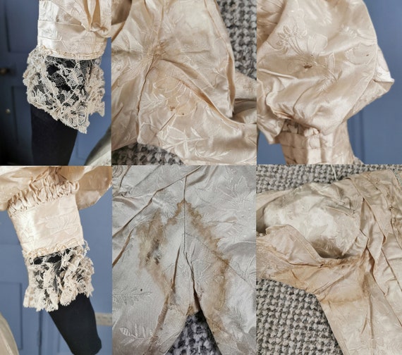 Exquisite Edwardian / Early 1900s Silk Damask Wed… - image 9