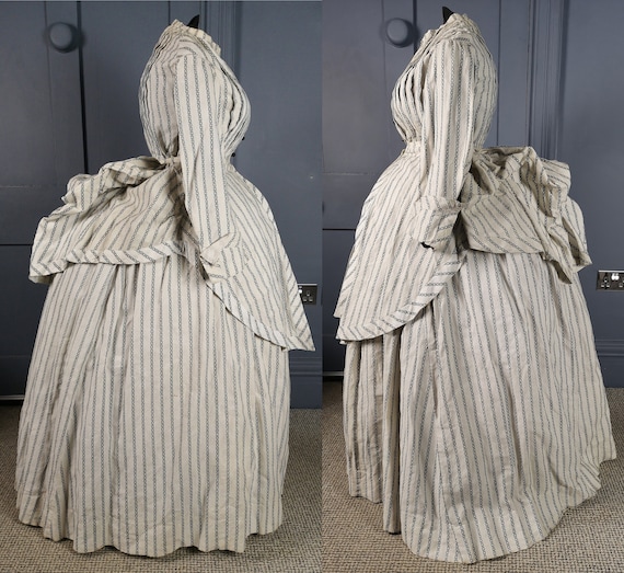 Stylish & Rare 1860s / 1870s Seaside Bustle Dress