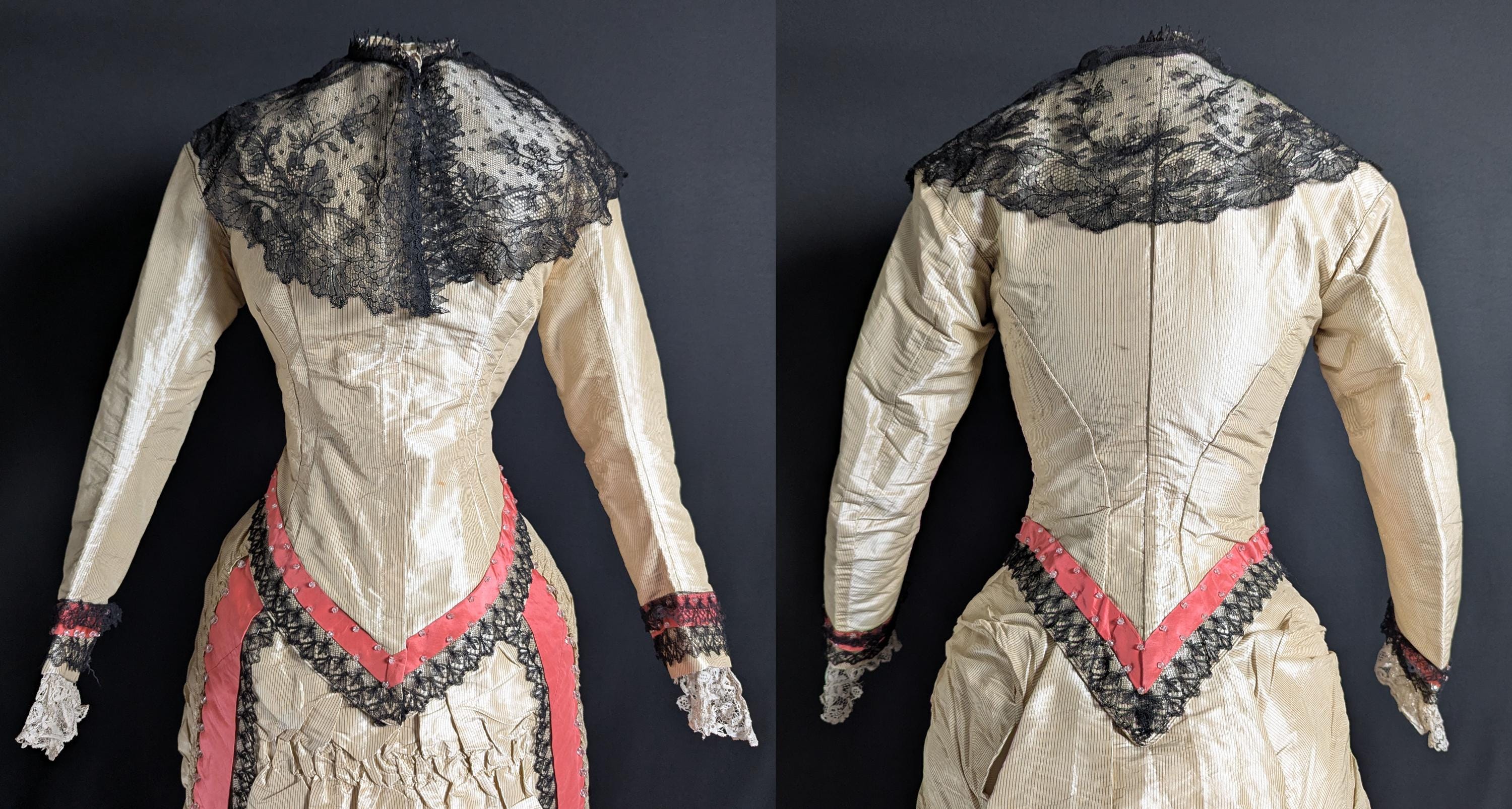 希少なビクトリア朝アンティークファッション 1880年代初頭の