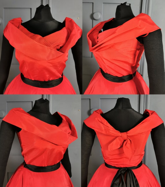 Vibrant Vintage 1950s Red Cupcake Party Dress - S… - image 6