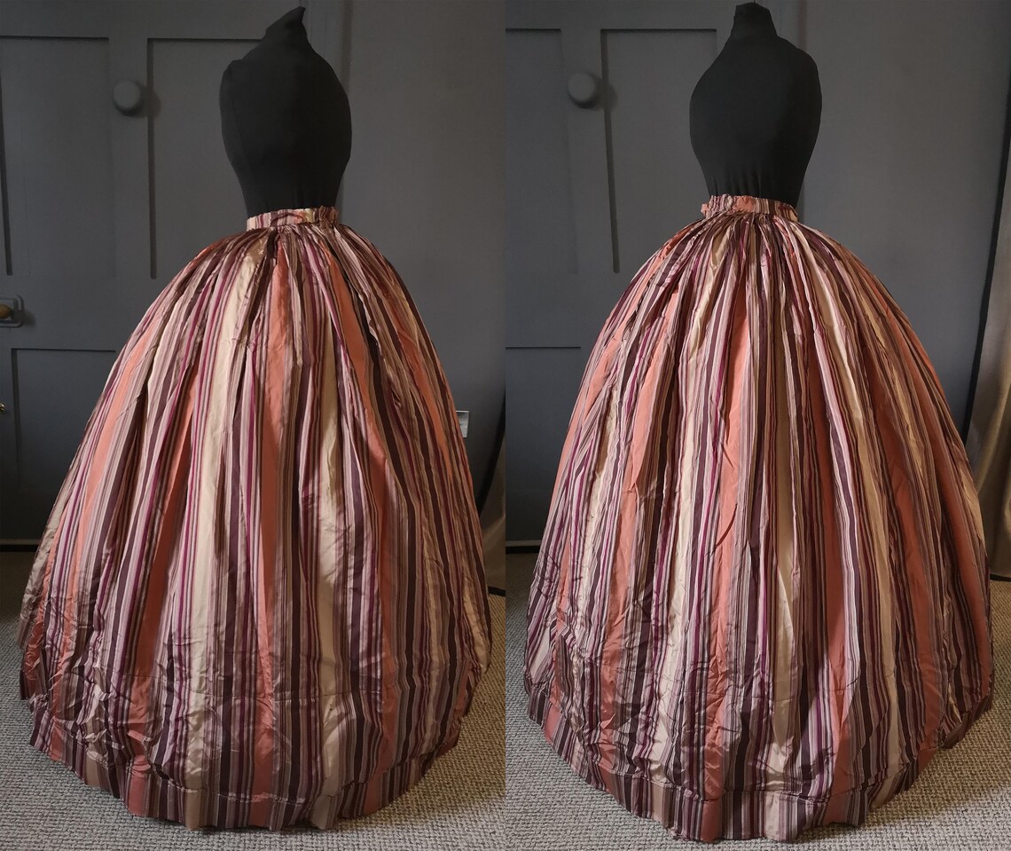 Stunning 1860s / Civil War Era Striped Silk Crinoline Skirt image 2