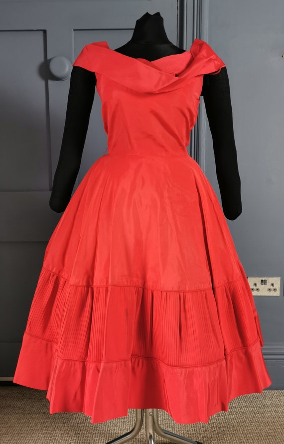 Vibrant Vintage 1950s Red Cupcake Party Dress - S… - image 7