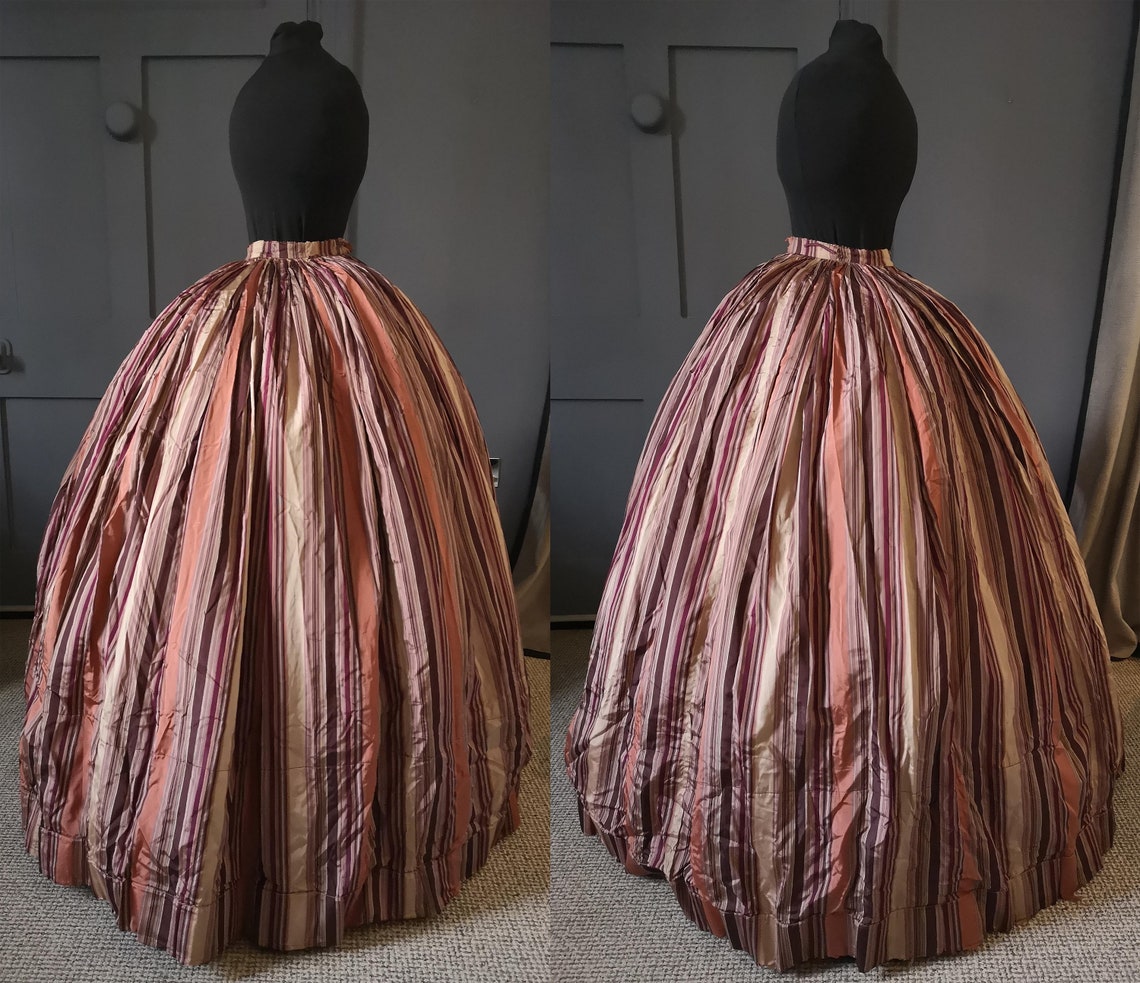 Stunning 1860s / Civil War Era Striped Silk Crinoline Skirt image 4