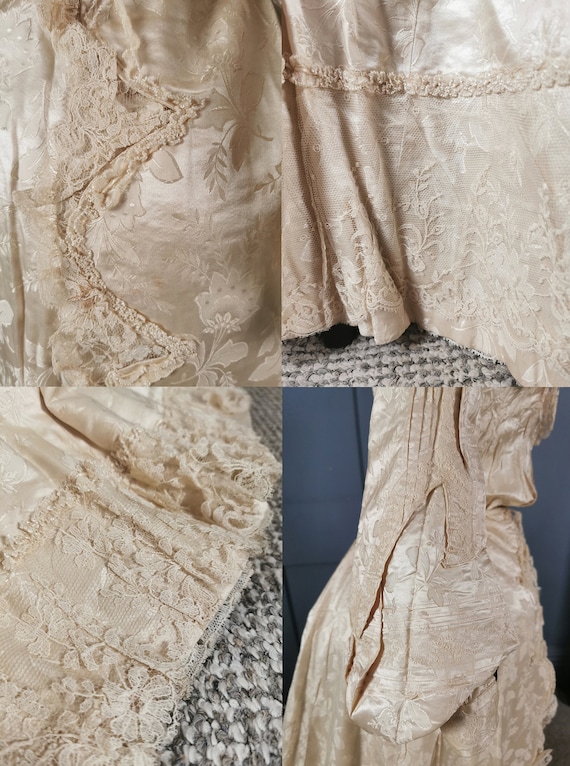 Exquisite Edwardian / Early 1900s Silk Damask Wed… - image 6