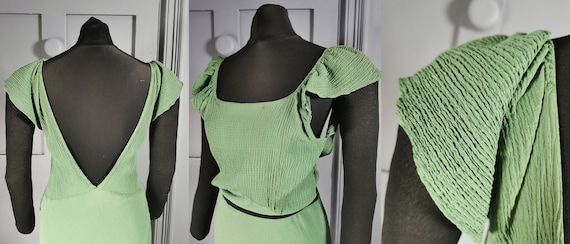 Stylish Vintage 1930s Art Deco Green Silk ? Eveni… - image 2