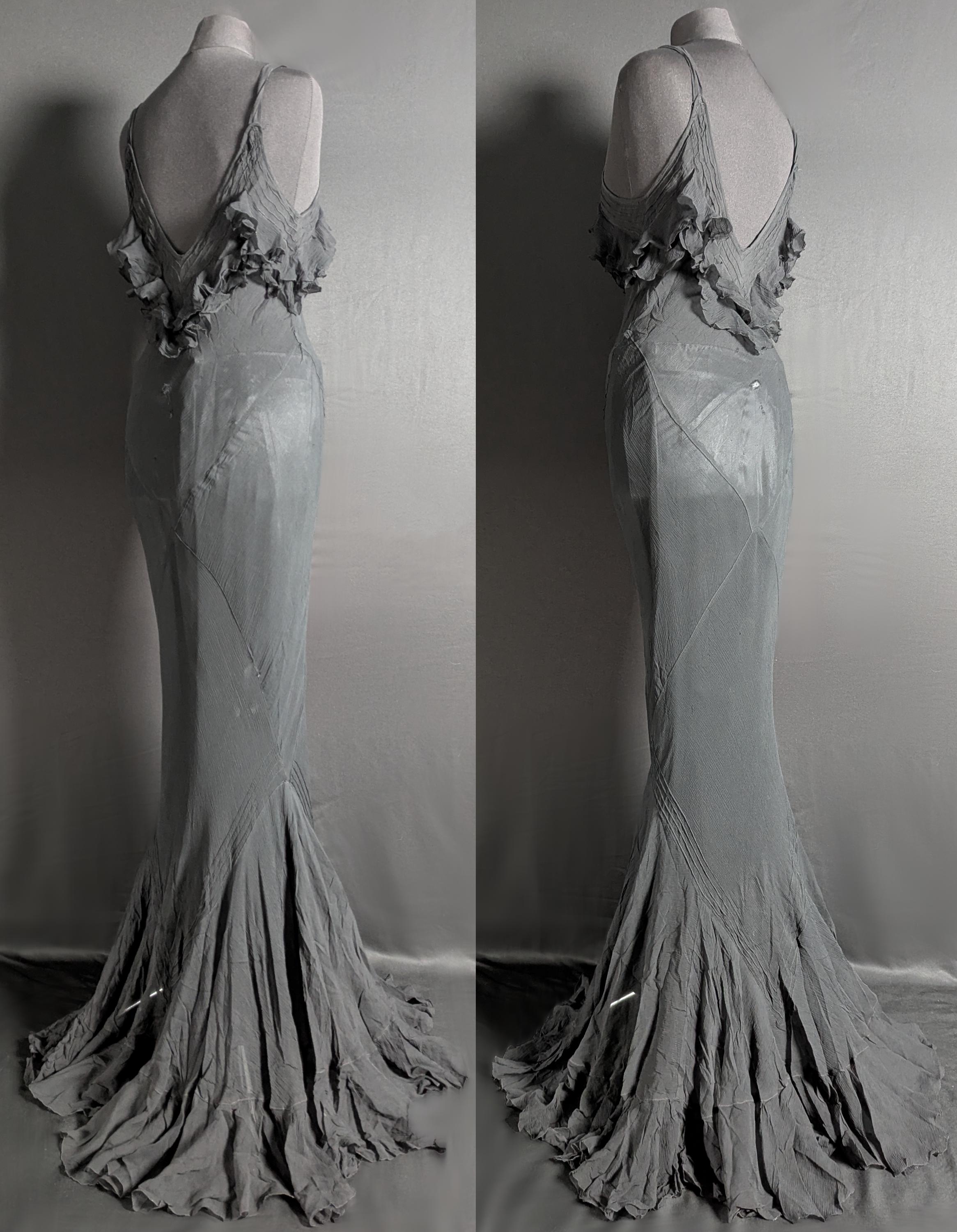 Stunning Vintage Fashion 1930s Black Sheer Silk Art Deco Evening Dress ...