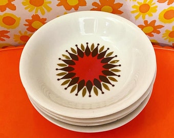 Vintage orange 5 ceramic bowls dessert soup West German Pottery MCM Mid Century Modern Melitta Scheurich Waechtersbach 70s Space Age Panton