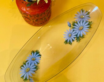 Vintage Daisy Glass Plate 70s Flower Power 60s