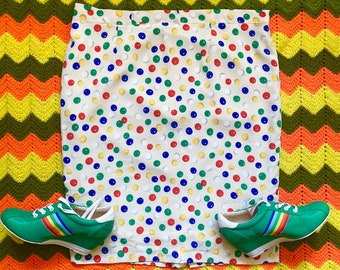 Vintage Skirt Primary Colours Balloons 70s 90s Clown Rainbow Devernois Paris L