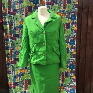 Vintage 60s Mod Two Piece Set Jacket Blazer Skirt Sixties Lime - Etsy