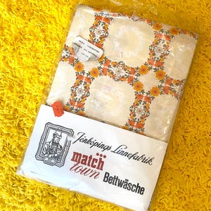 Vintage Bedding Set Jönköpings Linnefabrik Matchtown 2 Duvet Covers 2 Pillowcases 70s