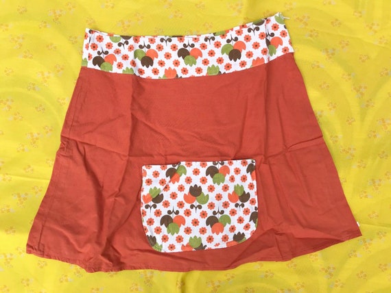 Vintage Handmade Mini Skirt Apron Scandi Flowers … - image 3