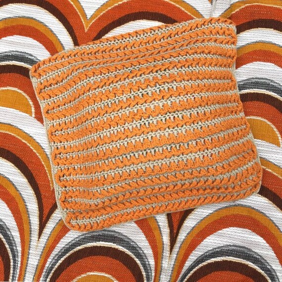 Vintage 70s Cushion Cover Pillow Case Vintage 70s throw pillows crochet