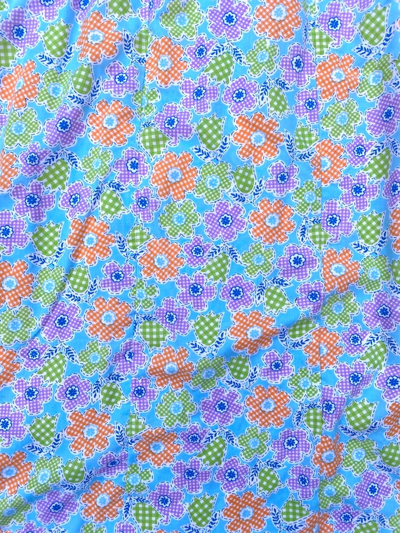 Vintage Dress Flower Power Gingham 70s Pastel Psy… - image 8