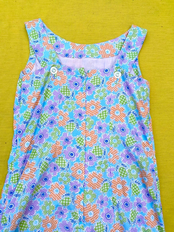 Vintage Dress Flower Power Gingham 70s Pastel Psy… - image 6