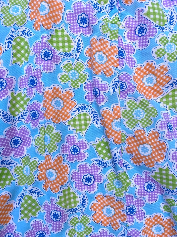 Vintage Dress Flower Power Gingham 70s Pastel Psy… - image 5