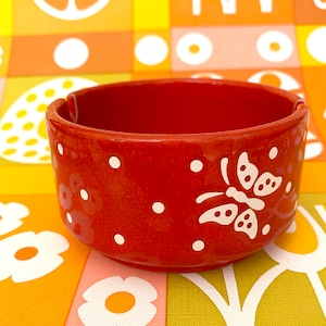 Vintage Ashtray Waechtersbach Red Polka Dots Butterfly 70s