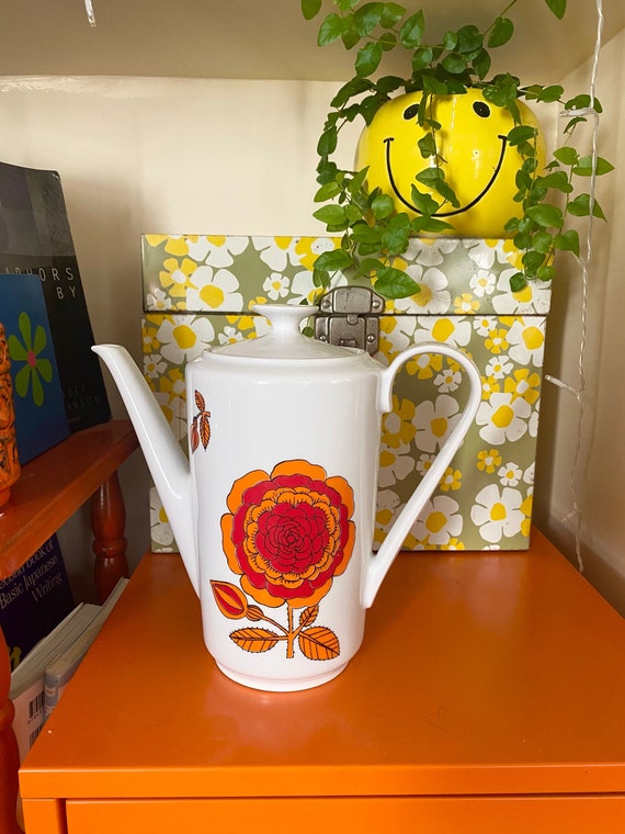 Kahla 70s Coffee Pot Tea Pot Flower Power 1970s GDR Germany